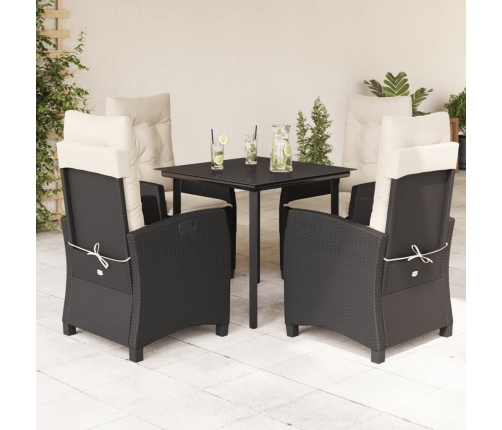 Set de muebles jardín 5 pzas con cojines ratán sintético negro