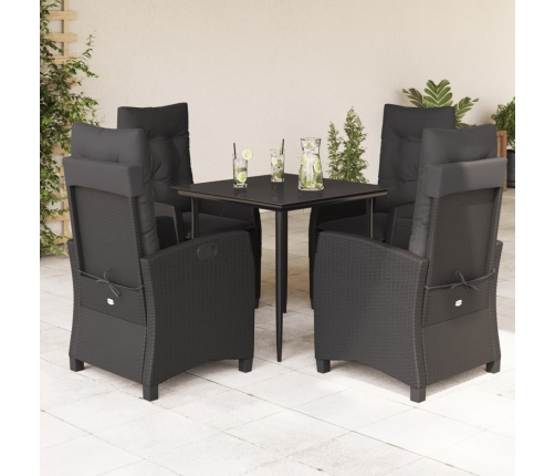 Set de muebles jardín 5 pzas con cojines ratán sintético negro