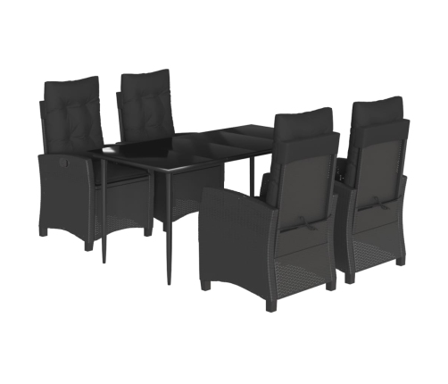 Set de muebles jardín 5 pzas con cojines ratán sintético negro