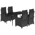Set de muebles jardín 5 pzas con cojines ratán sintético negro
