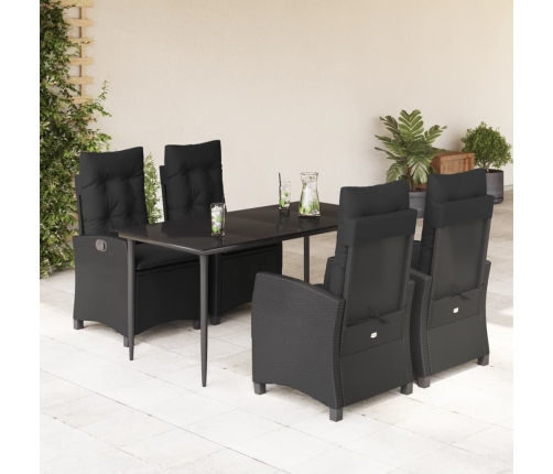 Set de muebles jardín 5 pzas con cojines ratán sintético negro