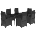 Set de comedor de jardín 7 pzas y cojines ratán sintético negro