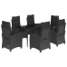 Set de comedor de jardín 7 pzas y cojines ratán sintético negro