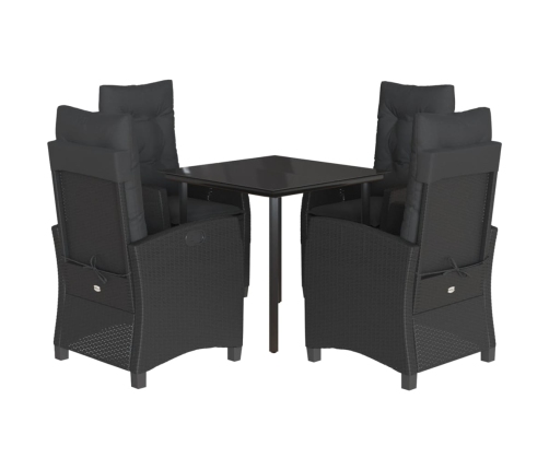 Set de muebles jardín 5 pzas con cojines ratán sintético negro