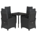 Set de muebles jardín 5 pzas con cojines ratán sintético negro