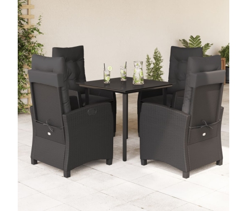 Set de muebles jardín 5 pzas con cojines ratán sintético negro