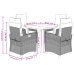 Set de muebles jardín 5 pzas con cojines ratán sintético negro