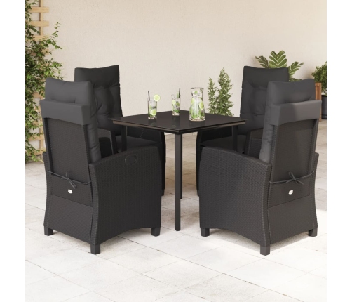 Set de muebles jardín 5 pzas con cojines ratán sintético negro