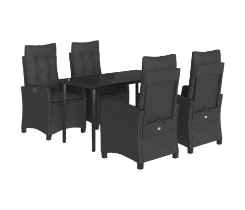 Set de muebles jardín 5 pzas con cojines ratán sintético negro