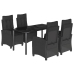 Set de muebles jardín 5 pzas con cojines ratán sintético negro