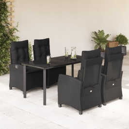 Set de muebles jardín 5 pzas con cojines ratán sintético negro