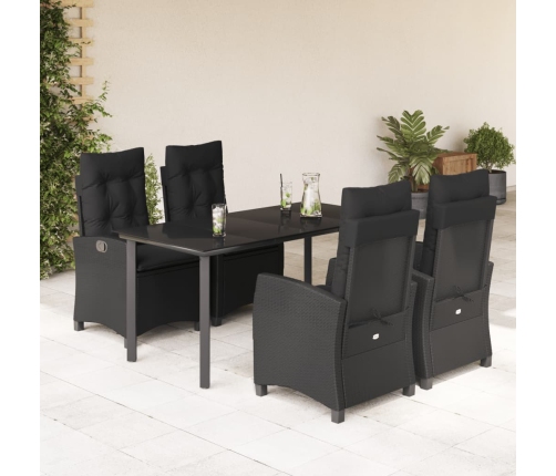 Set de muebles jardín 5 pzas con cojines ratán sintético negro