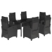 Set de comedor de jardín 7 pzas y cojines ratán sintético negro
