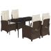 Set comedor de jardín 5 piezas y cojines ratán sintético marrón