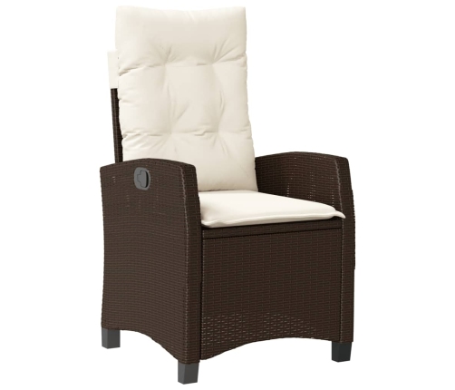 Set comedor de jardín 5 piezas y cojines ratán sintético marrón