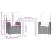 Set comedor de jardín 3 piezas y cojines ratán sintético marrón