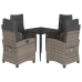 Set comedor de jardín 5 piezas con cojines ratán sintético gris