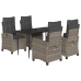 Set comedor de jardín 5 piezas con cojines ratán sintético gris