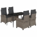 Set comedor de jardín 5 piezas con cojines ratán sintético gris