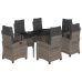 Set comedor jardín 7 pzas y cojines ratán sintético gris
