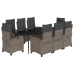 Set comedor jardín 9 pzas y cojines ratán sintético gris