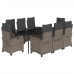 Set comedor jardín 9 pzas y cojines ratán sintético gris