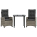 Set comedor de jardín 3 piezas con cojines ratán sintético gris