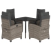 Set comedor de jardín 5 piezas con cojines ratán sintético gris
