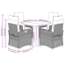 Set comedor de jardín 5 piezas con cojines ratán sintético gris