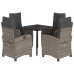 Set comedor de jardín 5 piezas con cojines ratán sintético gris