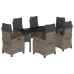 Set comedor jardín 7 pzas y cojines ratán sintético gris