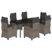 Set comedor jardín 7 pzas y cojines ratán sintético gris