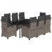 Set comedor jardín 9 pzas y cojines ratán sintético gris