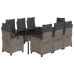 Set comedor jardín 9 pzas y cojines ratán sintético gris