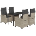 Set comedor de jardín 5 pzas cojines ratán sintético gris claro