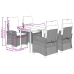 Set comedor de jardín 5 pzas cojines ratán sintético gris claro