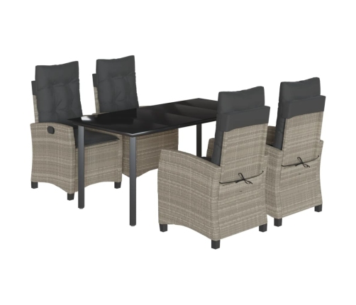 Set comedor de jardín 5 pzas cojines ratán sintético gris claro