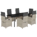 Set comedor jardín 7 pzas y cojines ratán sintético gris claro
