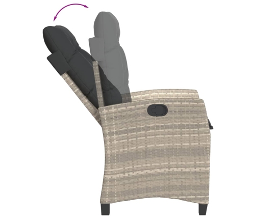 Set comedor jardín 7 pzas y cojines ratán sintético gris claro