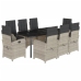 Set comedor de jardín 9 pzas cojines ratán sintético gris claro