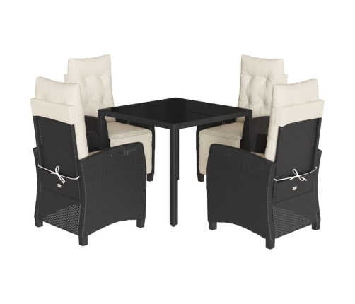 Set de muebles jardín 5 pzas con cojines ratán sintético negro