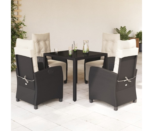 Set de muebles jardín 5 pzas con cojines ratán sintético negro