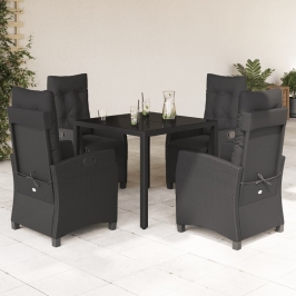 Set de muebles jardín 5 pzas con cojines ratán sintético negro