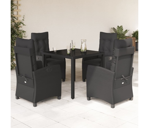 Set de muebles jardín 5 pzas con cojines ratán sintético negro