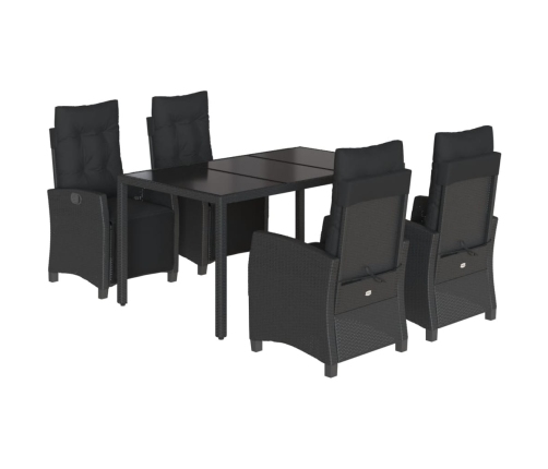 Set de muebles jardín 5 pzas con cojines ratán sintético negro