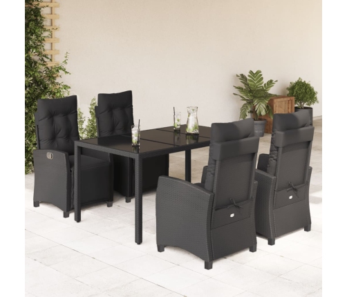 Set de muebles jardín 5 pzas con cojines ratán sintético negro