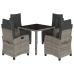 Set comedor de jardín 5 piezas con cojines ratán sintético gris