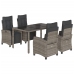 Set comedor de jardín 5 piezas con cojines ratán sintético gris