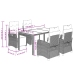 Set comedor de jardín 5 piezas con cojines ratán sintético gris