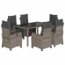 Set comedor jardín 7 pzas y cojines ratán sintético gris